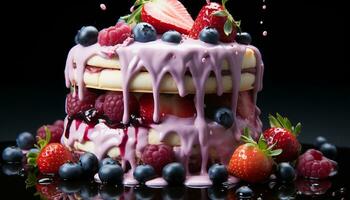 Freshness and sweetness in a homemade berry dessert for celebration generated by AI photo