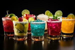 Range of popular alcoholic cocktails AI Generative photo