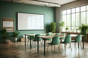 Interior of modern office or classroom with Flipchart AI generated photo