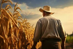 AI Generative a farmer is cultivating their land photo