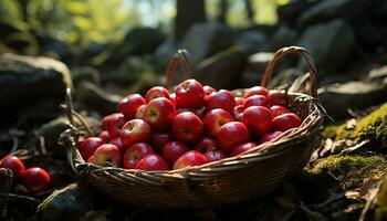 A basket of fresh, organic fruits, a feast for nature generated by AI photo