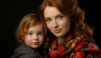 linda niño sonriente, familia retrato, alegre felicidad, infancia amor generado por ai foto