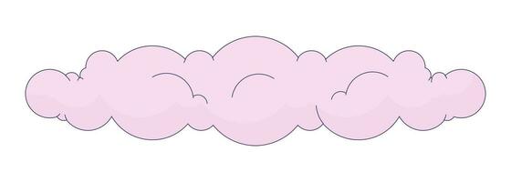 Puffy cloud 2D linear cartoon object. Cumulus cloud isolated line vector element white background. Cumulonimbus sky. Cloudy forecast weather. Heaven cloudscape color flat spot illustration