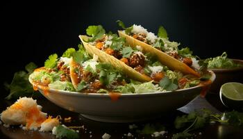 Freshness and health in a gourmet vegetarian salad with avocado generated by AI photo