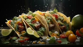 Freshness and flavor explode in this gourmet Mexican grilled taco generated by AI photo