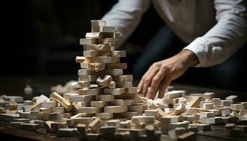 Men working in a wood workshop, crafting with skill and expertise generated by AI photo