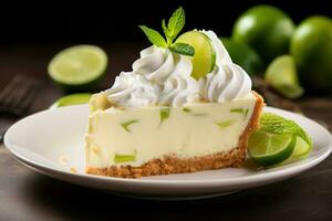 round key lime pie slice AI generated photo