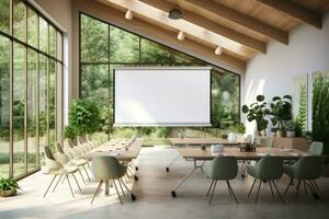 Interior of modern office or classroom with Flipchart AI generated photo