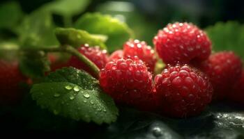 Freshness of nature gourmet, ripe berry fruit, a healthy snack generated by AI photo