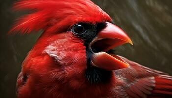 Cute rooster with vibrant feathers, looking at camera in nature generated by AI photo