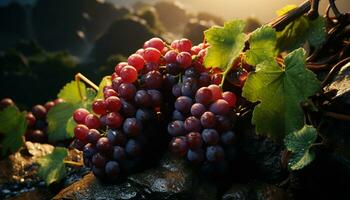 uva hoja, viñedo, lagar, maduro fruta, verde planta, orgánico vino generado por ai foto