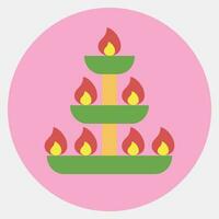 icono velas diwali celebracion elementos. íconos en color compañero estilo. bueno para huellas dactilares, carteles, logo, decoración, infografía, etc. vector