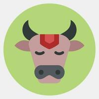 Icon sacred cow. Diwali celebration elements. Icons in color mate style. Good for prints, posters, logo, decoration, infographics, etc. vector