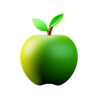 green apple 3d rendering icon illustration png