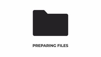 Preparing files black and white loading animation. Archives file folder floating outline 2D cartoon preloader, flat ui element 4K video loader motion graphic. Workload waiting animated indicator gif