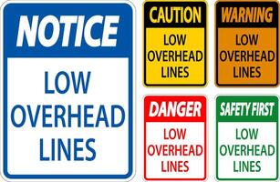 Caution Sign Low Overhead Lines vector