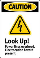 Caution Sign Look Up Power Lines Overhead, Serious Injury May Result vector