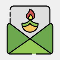 Icon greeting card. Diwali celebration elements. Icons in filled line style. Good for prints, posters, logo, decoration, infographics, etc. vector