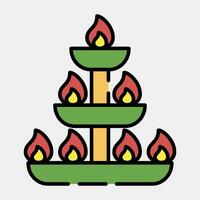 icono velas diwali celebracion elementos. íconos en lleno línea estilo. bueno para huellas dactilares, carteles, logo, decoración, infografía, etc. vector