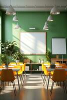 Interior of modern office or classroom with Flipchart AI generated photo