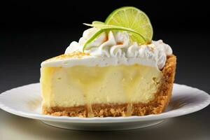 round key lime pie slice AI generated photo