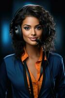 A beautiful businesswoman - call center style AI generated photo