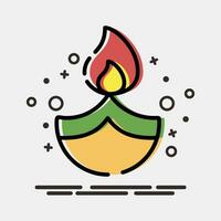 icono fuego lámpara. diwali celebracion elementos. íconos en mbe estilo. bueno para huellas dactilares, carteles, logo, decoración, infografía, etc. vector