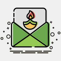 icono saludo tarjeta. diwali celebracion elementos. íconos en mbe estilo. bueno para huellas dactilares, carteles, logo, decoración, infografía, etc. vector