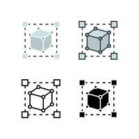 Build a cube room. Geometric shape. Cubic. Four squares in dimension. Digital Hexagon geometry construction project. Prototype. 3D Modeling icon. Vector illustration. Design on white background. EPS10