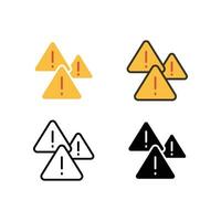 Warning attention sign with exclamation symbol in triangle badge for beware. Web button, Hazard caution. Alerts, exclamation, group, warning icon. Vector illustration Design, white background EPS10