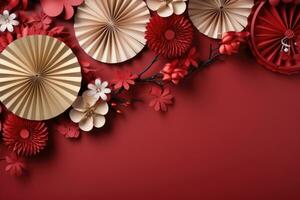 Chinese New Year, banner with copy space AI generated photo