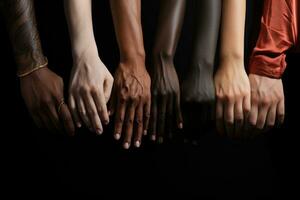 AI Generative diverse people holding hands photo