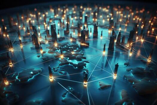 City with data connection AI Generative photo