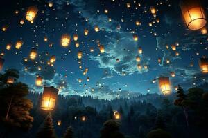 lanterns in the night sky photo