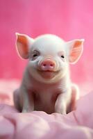 A mini pig, smiling AI Generative photo