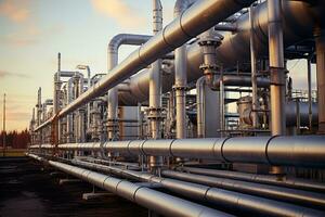 Pipeline and pipe rack of petroleum AI Generative photo