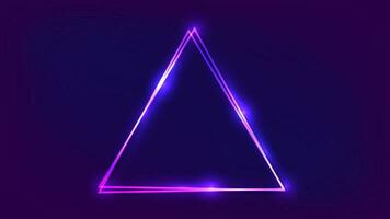 Neon double triangular frame with shining effects vector