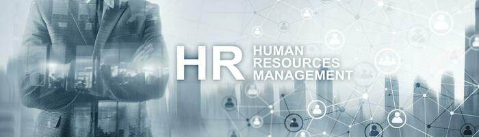 Human resource management. Horizontal mixed media background photo