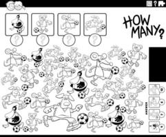 how many cartoon animals playing soccer game coloring page vector