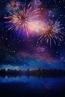 Sparkling fireworks sky AI Generative photo