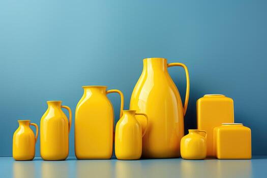 AI Generative pots and vases collection in yellow photo