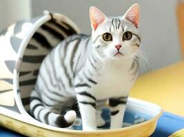 Beautiful American Shorthair Cat - AI Generated photo