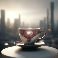 A Cup of Coffee With Precisionism Design Cup AI Generated photo