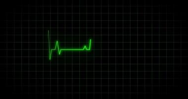 kardiogram hjärtslag termisk impuls lysande grön neon ljus. bakgrund ekg. sömlös slinga video