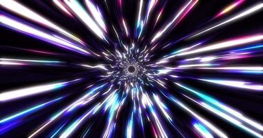 abstract energie futuristische sci-fi tunnel in ruimte. op reis door tijd en ruimte, draaikolk hyperspace tunnel video