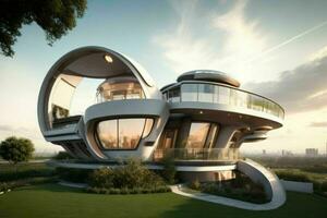 casa en de moda futurismo estilo. ai generativo Pro foto