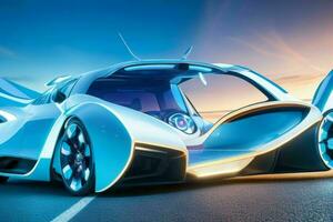 car in trendy futurism style. AI Generative Pro Photo