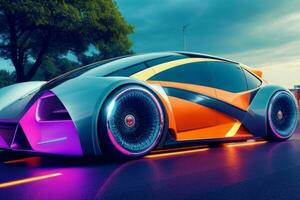 car in trendy futurism style. AI Generative Pro Photo