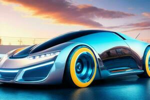 car in trendy futurism style. AI Generative Pro Photo