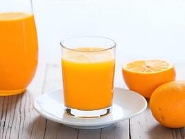 Fresh orange juice in the glass - Fresh juice on the table - AI Generative photo